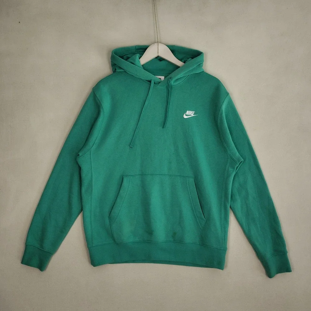Nike Mens Sportswear Club Fleece Hoodie Teal Green Pullover Medium BV2654-350